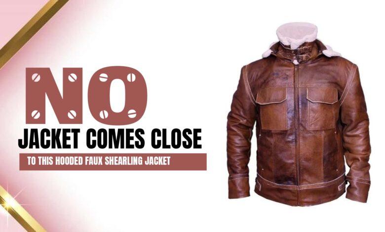 hooded faux shearling jacket